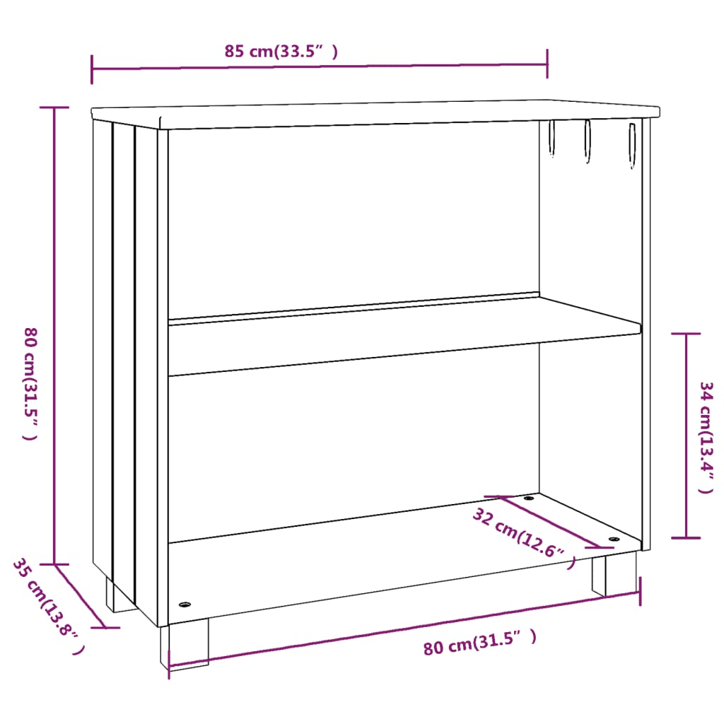 Servantă „HAMAR”, gri închis, 85x35x80 cm, lemn masiv pin Lando - Lando