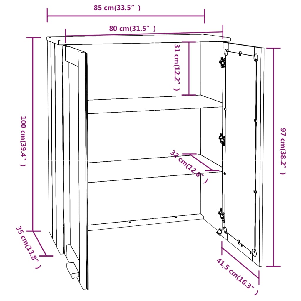 Raft superior comodă „HAMAR” alb, 85x35x100 cm, lemn masiv pin Lando - Lando