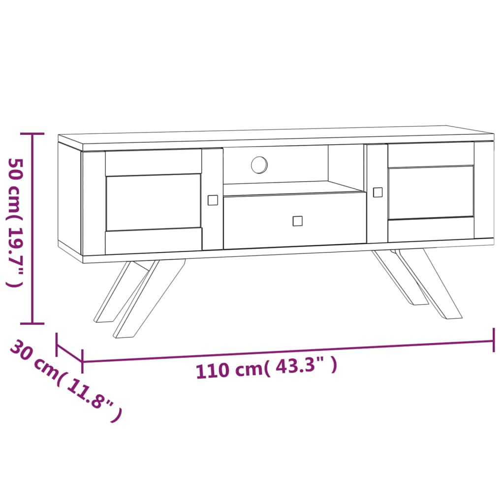 Comodă TV, 110x30x50 cm, lemn masiv de tec Lando - Lando