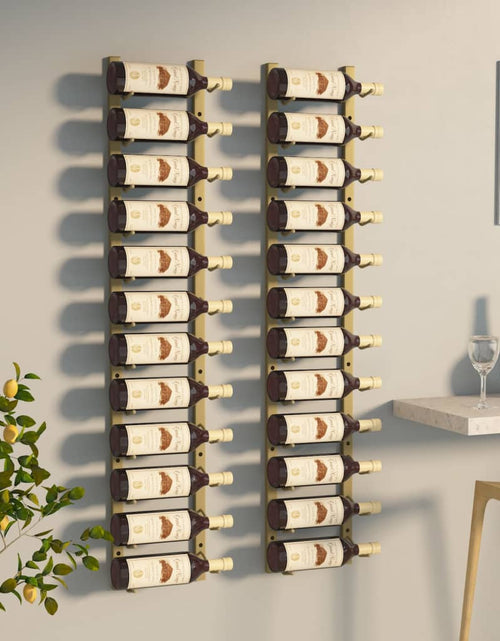 Загрузите изображение в средство просмотра галереи, Suport sticle de vin de perete, 12 sticle, 2 buc., auriu, fier - Lando
