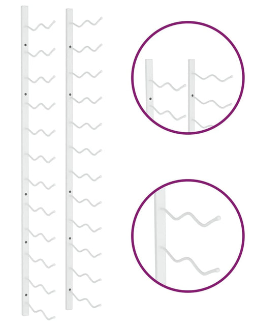 Загрузите изображение в средство просмотра галереи, Suport sticle de vin, de perete, 24 sticle, alb, fier - Lando

