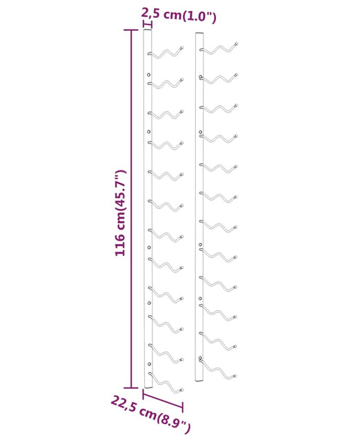 Загрузите изображение в средство просмотра галереи, Suport sticle de vin, de perete, 24 sticle, alb, fier - Lando
