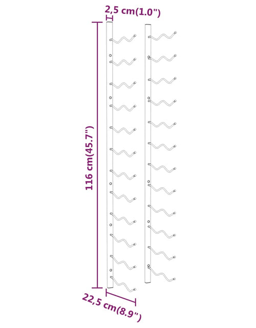 Загрузите изображение в средство просмотра галереи, Suport sticle de vin, de perete, 24 sticle, auriu, fier - Lando
