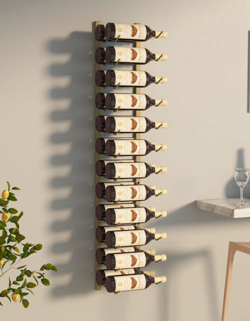 Загрузите изображение в средство просмотра галереи, Suport sticle de vin, de perete, 24 sticle, auriu, fier - Lando
