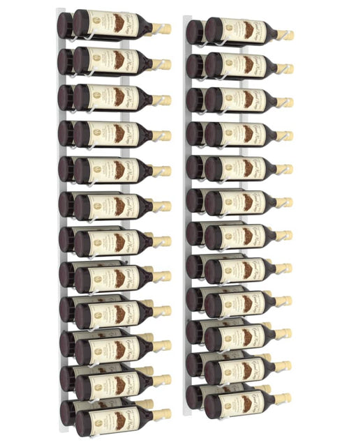 Încărcați imaginea în vizualizatorul Galerie, Suport sticle de vin, de perete, 24 sticle, 2 buc., alb, fier - Lando
