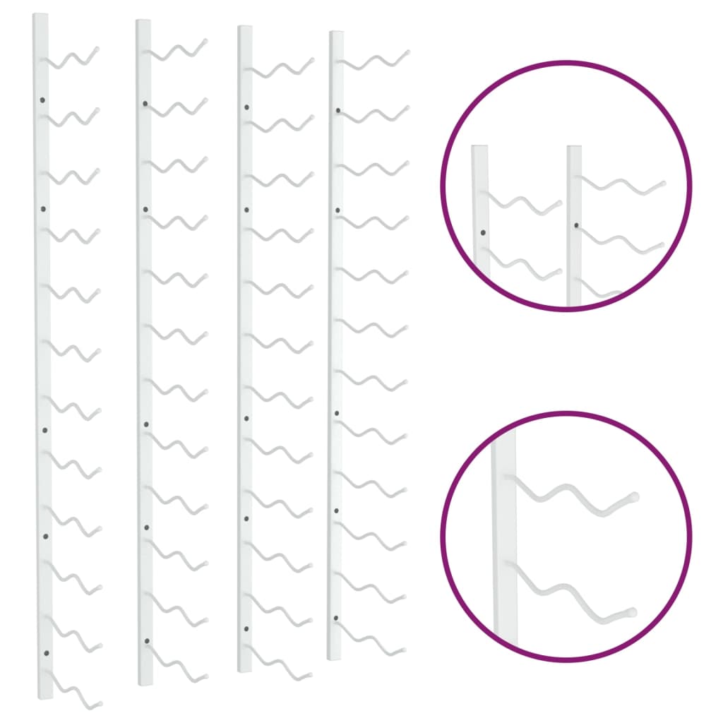 Suport sticle de vin, de perete, 24 sticle, 2 buc., alb, fier - Lando