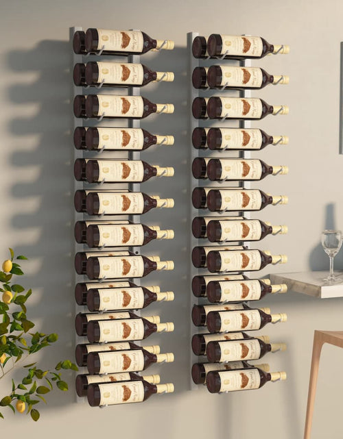 Загрузите изображение в средство просмотра галереи, Suport sticle de vin, de perete, 24 sticle, 2 buc., alb, fier - Lando
