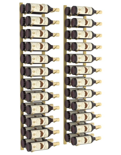 Încărcați imaginea în vizualizatorul Galerie, Suport sticle de vin de perete, 24 sticle, 2 buc., auriu, fier - Lando
