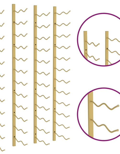 Загрузите изображение в средство просмотра галереи, Suport sticle de vin de perete, 24 sticle, 2 buc., auriu, fier - Lando
