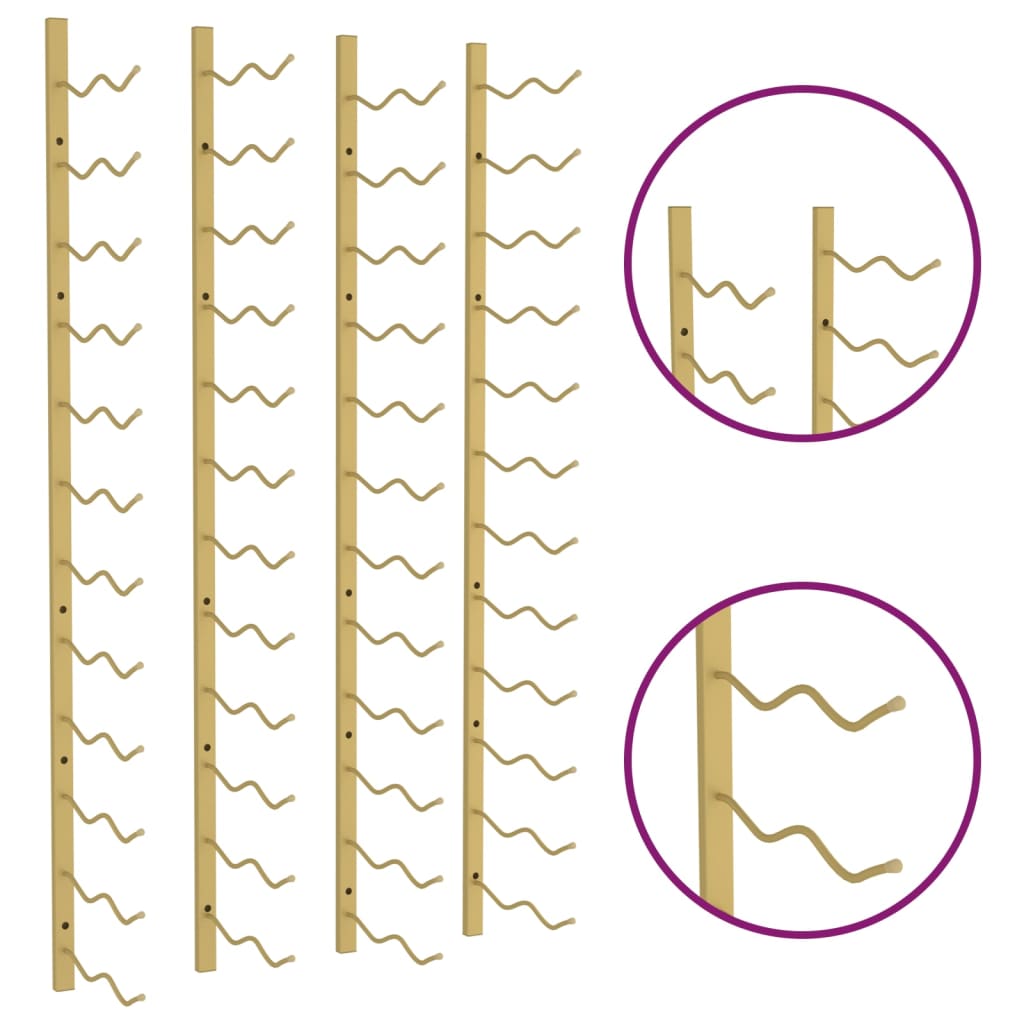 Suport sticle de vin de perete, 24 sticle, 2 buc., auriu, fier - Lando
