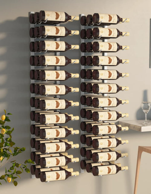 Încărcați imaginea în vizualizatorul Galerie, Suport sticle vin montat pe perete 36 sticle, 2 buc. alb fier - Lando
