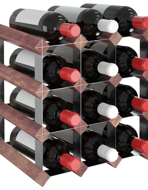 Загрузите изображение в средство просмотра галереи, Suport de vinuri, 12 sticle, maro, lemn masiv de pin - Lando
