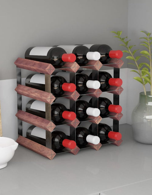 Încărcați imaginea în vizualizatorul Galerie, Suport de vinuri, 12 sticle, maro, lemn masiv de pin - Lando
