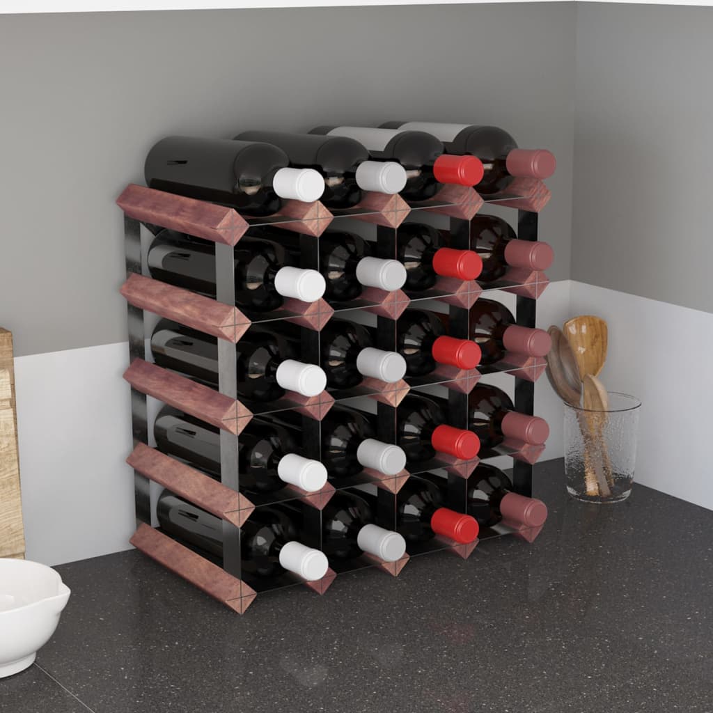 Suport sticle de vin, 20 sticle, maro, lemn masiv de pin - Lando