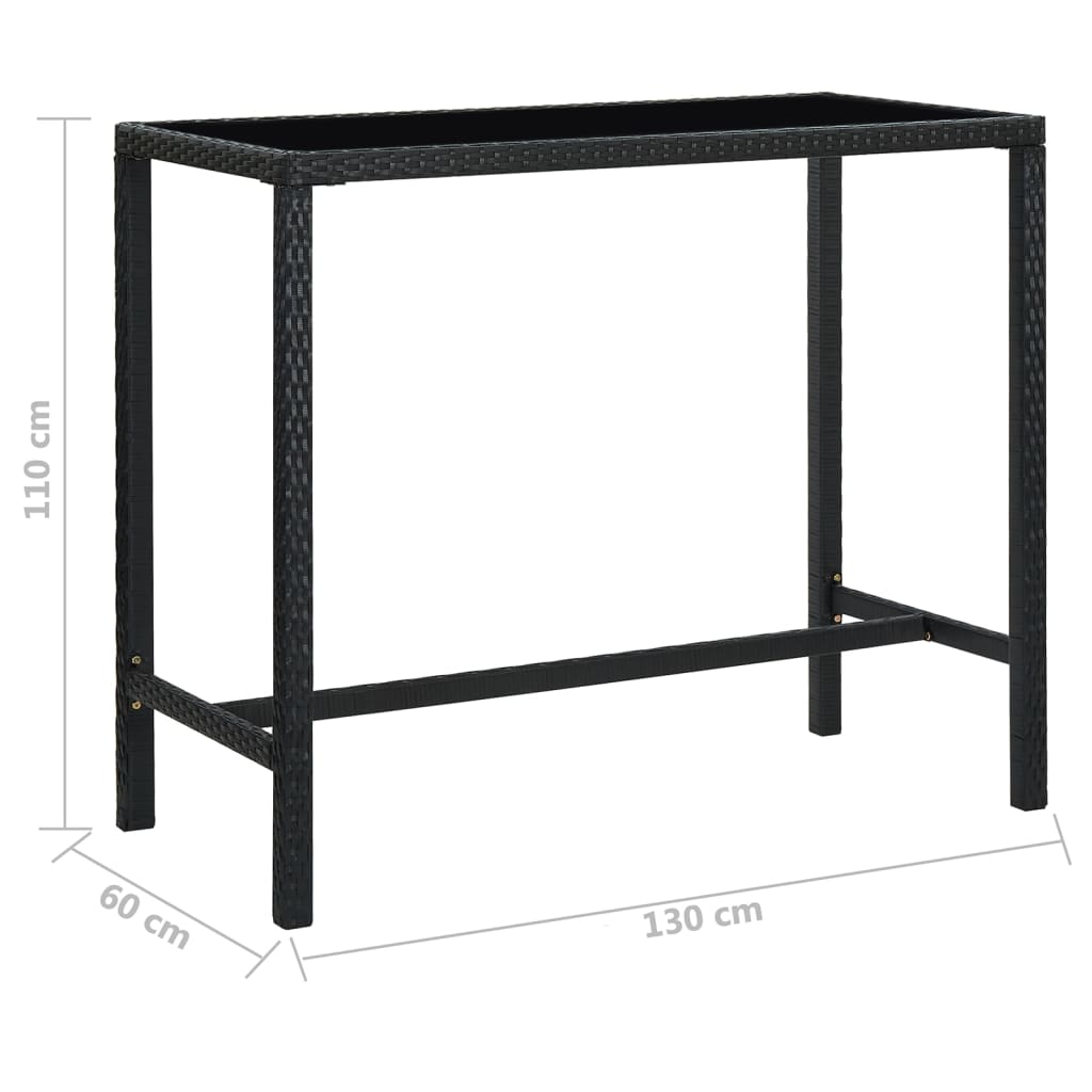 Set mobilier bar de grădină cu perne, 5 piese, negru, poliratan - Lando