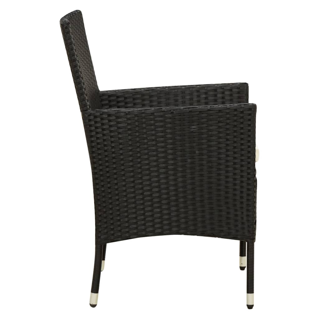 Set mobilier de exterior cu perne, 3 piese, negru, poliratan - Lando