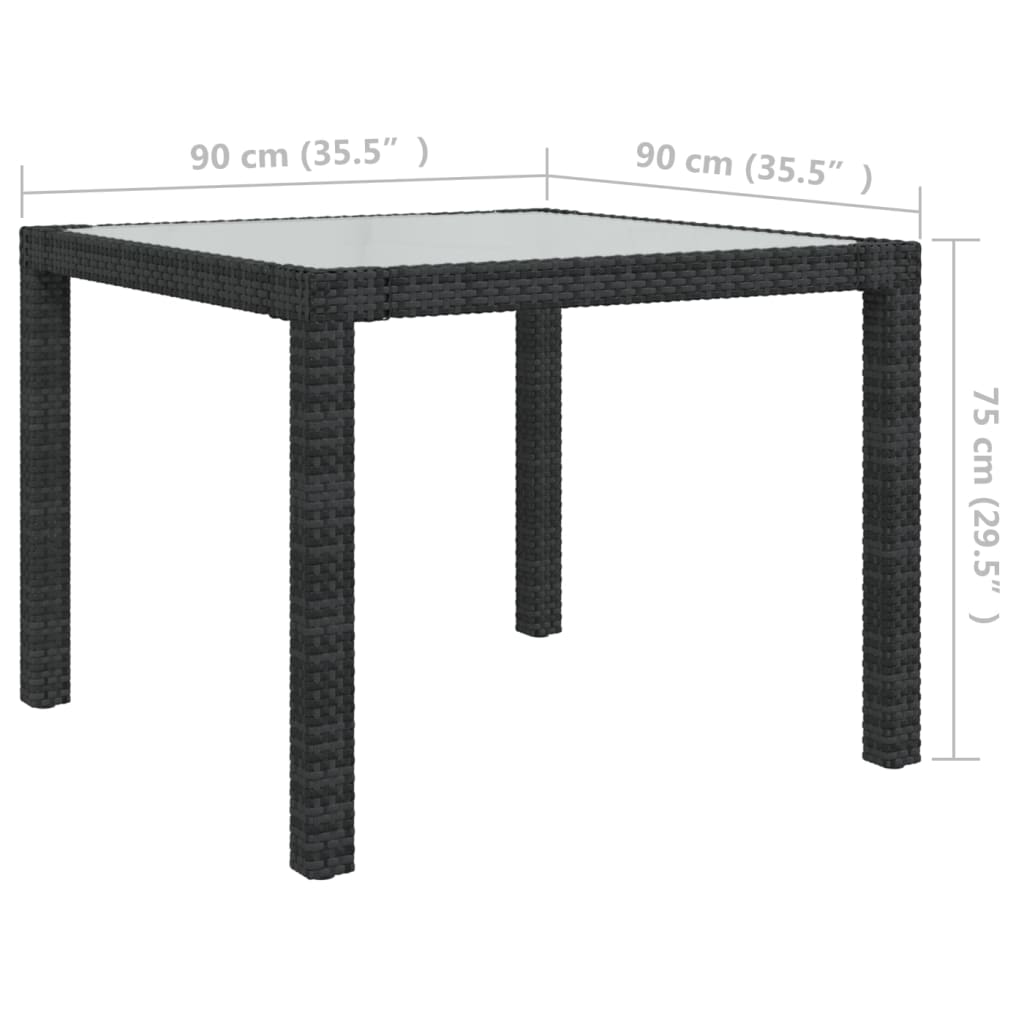 Set mobilier de exterior cu perne, 3 piese, negru, poliratan - Lando