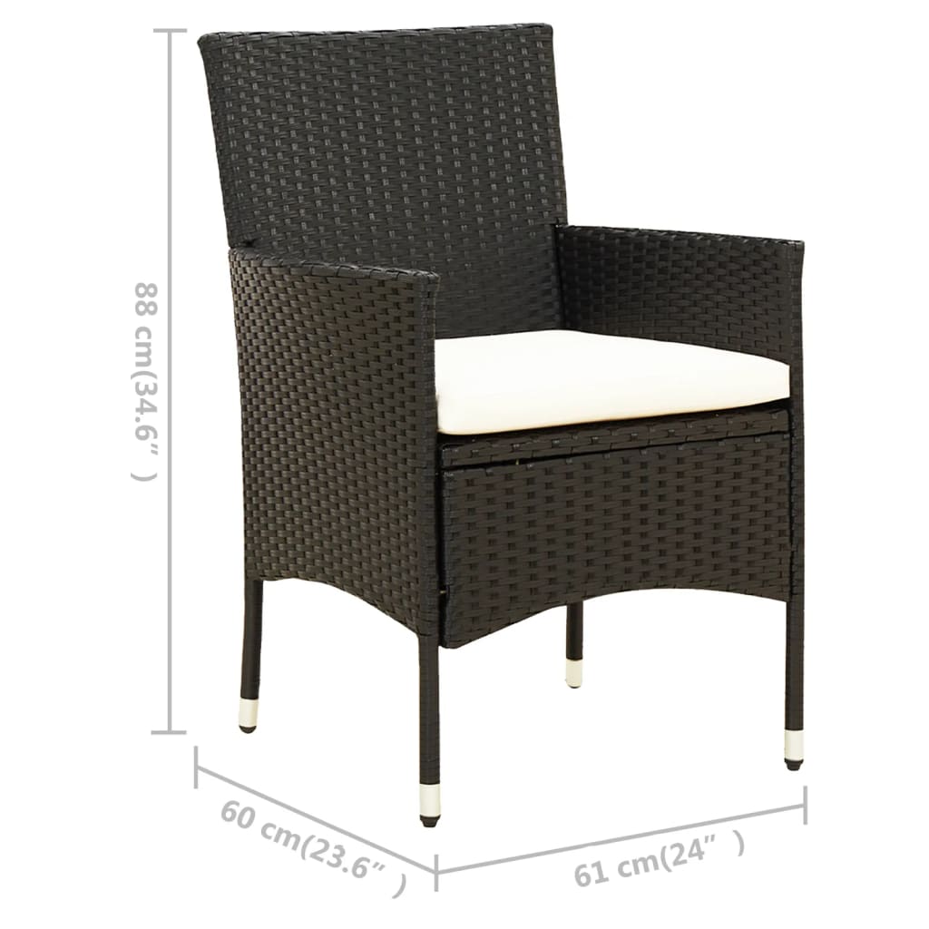 Set mobilier de exterior cu perne, 7 piese, negru, poliratan - Lando