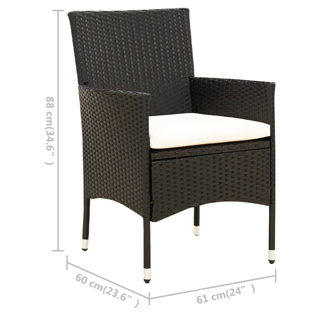 Set mobilier de exterior cu perne, 7 piese, negru, poliratan - Lando