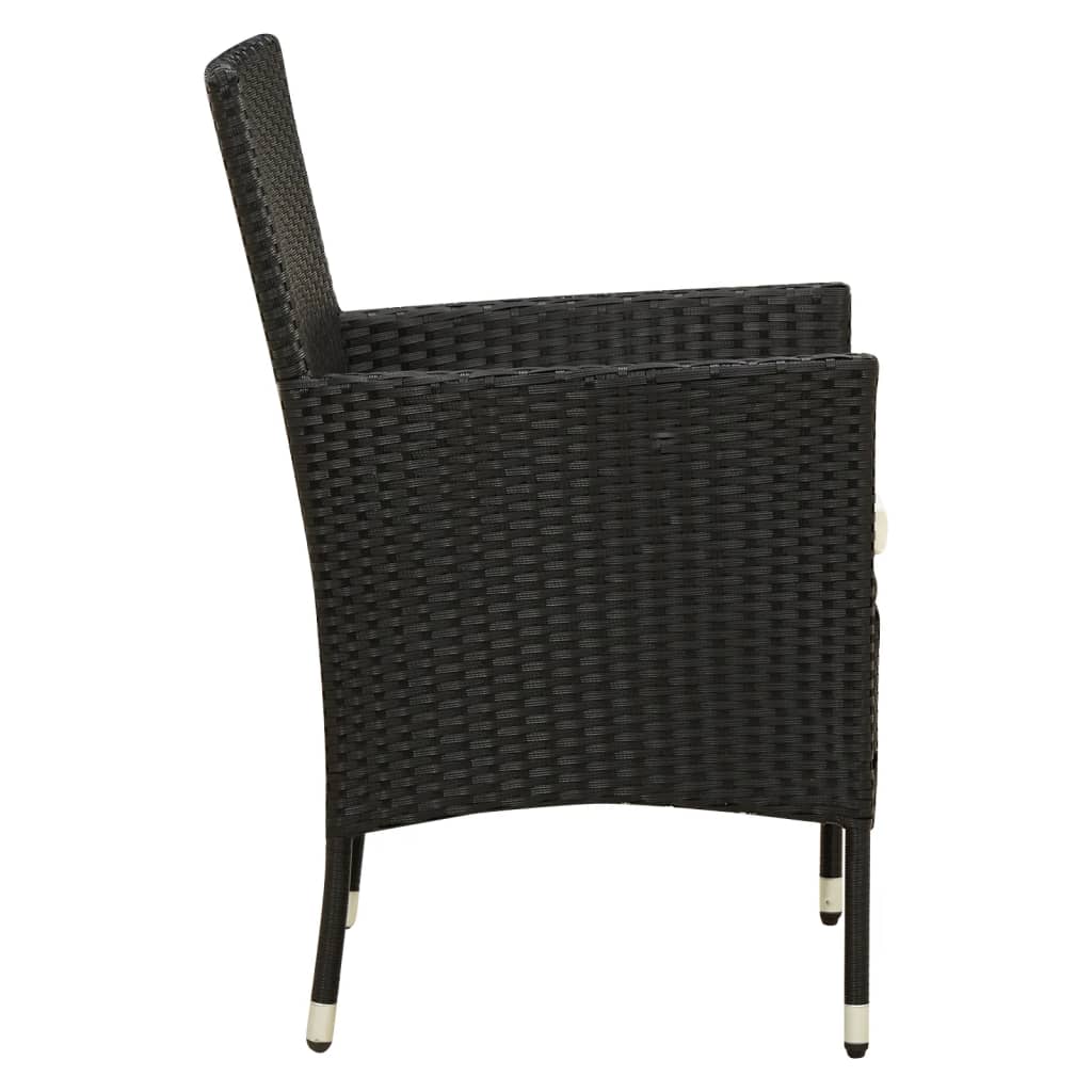 Set mobilier de grădină cu perne, 9 piese, negru, poliratan - Lando