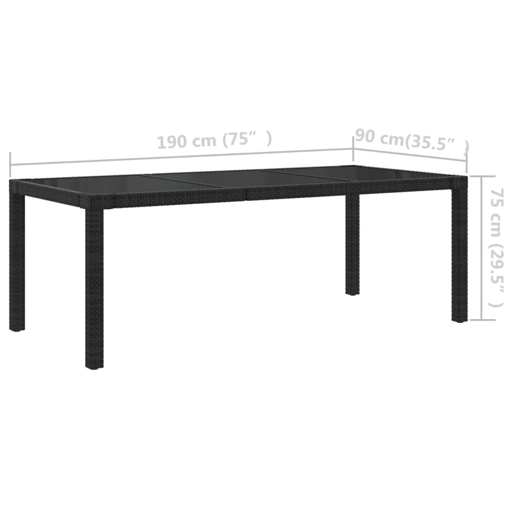 Set mobilier de grădină cu perne, 9 piese, negru, poliratan - Lando