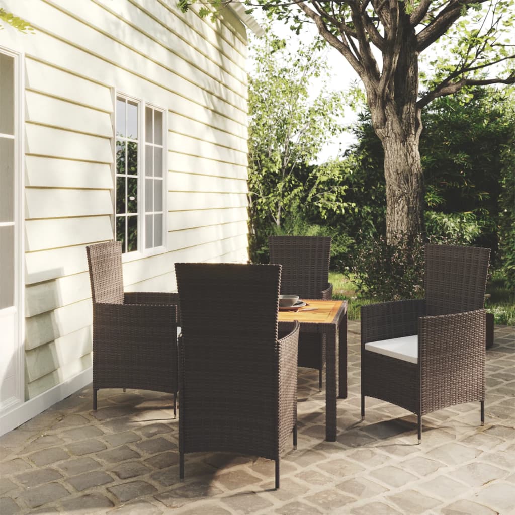 Set mobilier de exterior cu perne, 5 piese, negru, poliratan - Lando