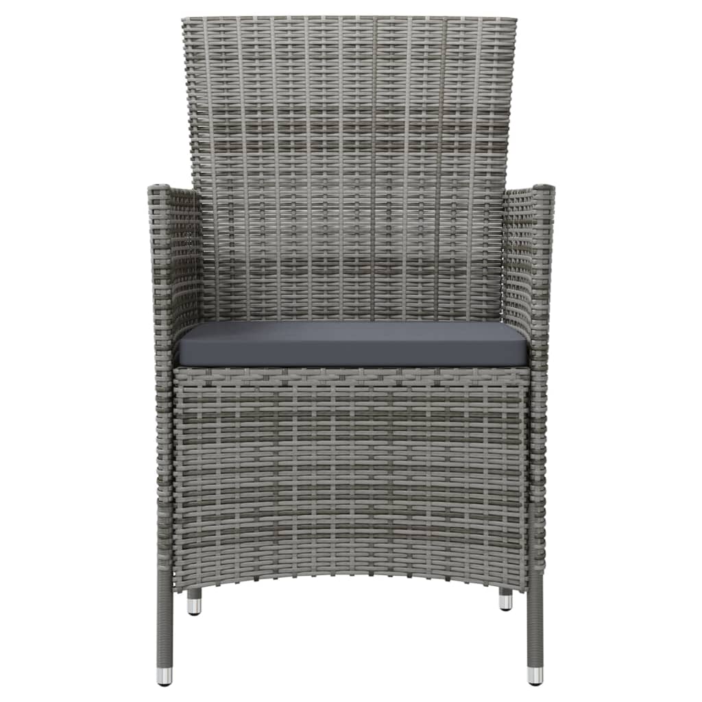 Set mobilier de exterior cu perne, 3 piese, gri, poliratan - Lando
