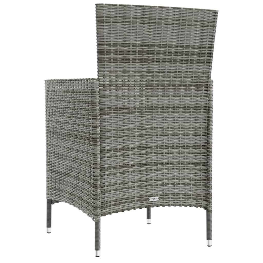 Set mobilier de exterior cu perne, 3 piese, gri, poliratan - Lando