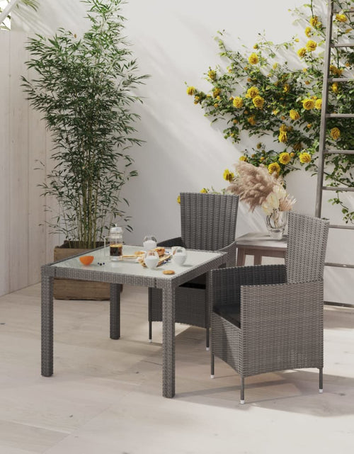 Încărcați imaginea în vizualizatorul Galerie, Set mobilier de exterior cu perne, 3 piese, gri, poliratan - Lando
