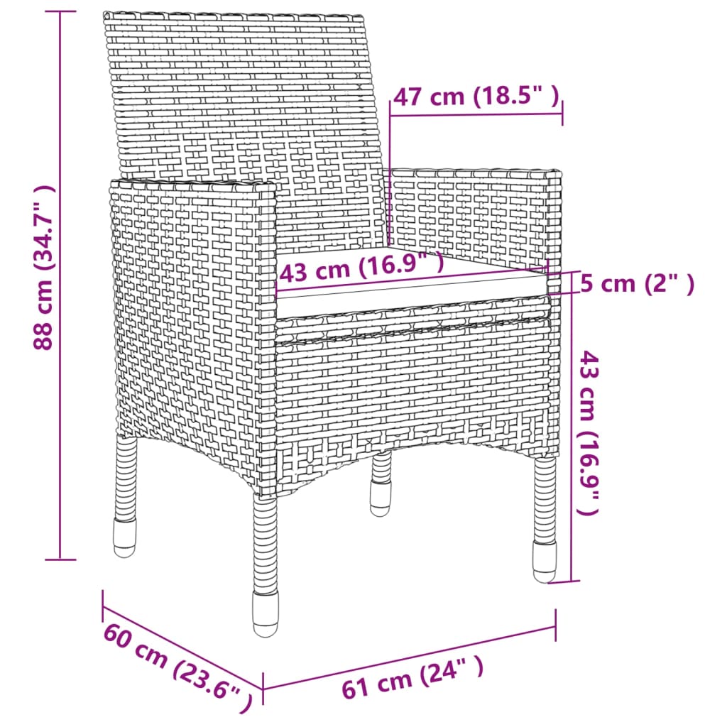 Set mobilier de grădină cu perne, 7 piese, gri, poliratan - Lando