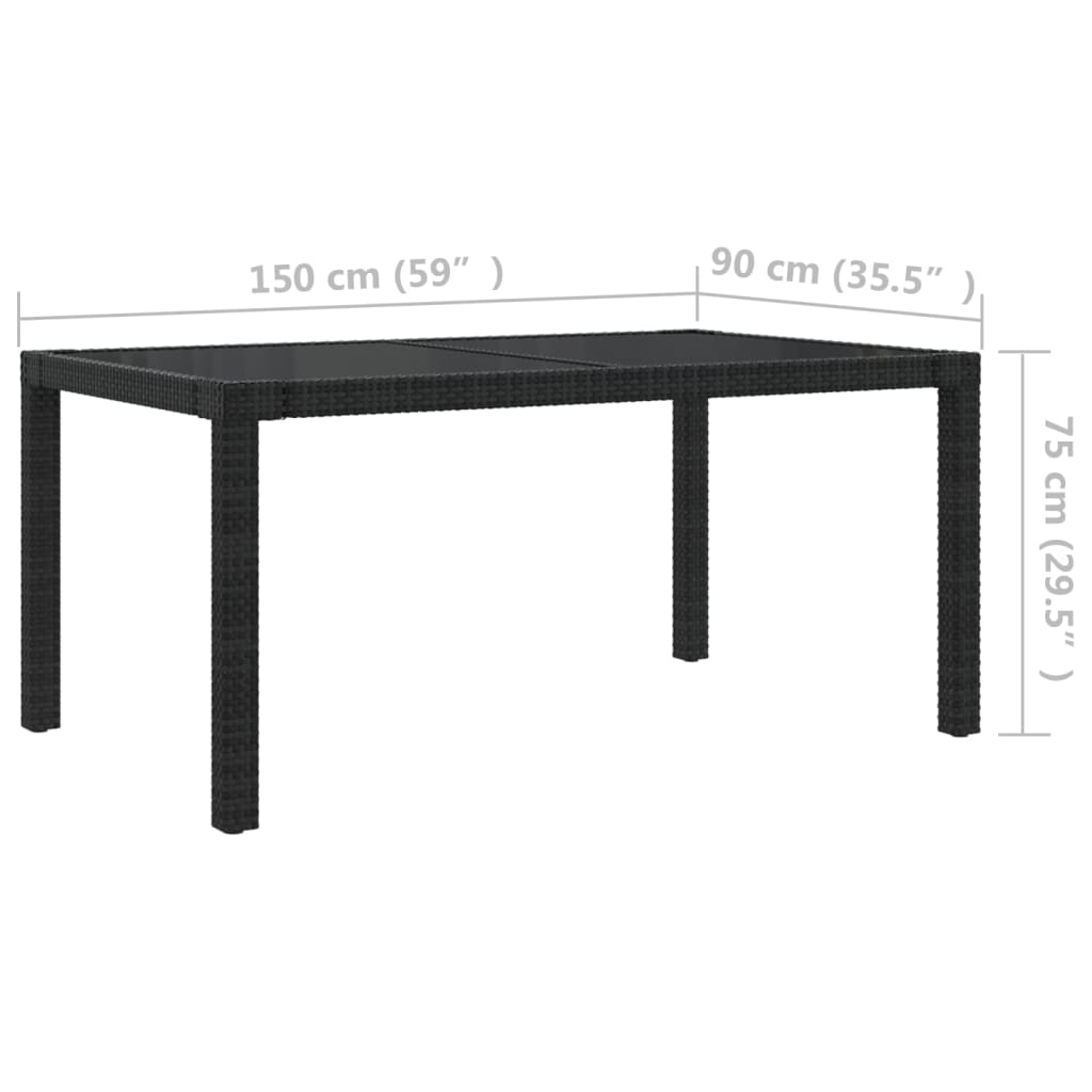 Set mobilier de exterior cu perne, 5 piese, negru, poliratan - Lando