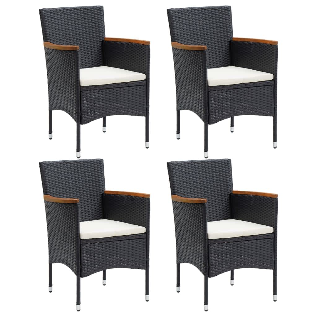 Set mobilier de grădină cu perne, 5 piese, negru, poliratan - Lando