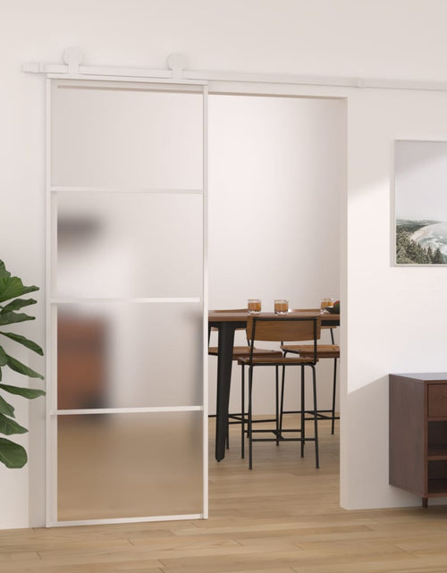 Încărcați imaginea în vizualizatorul Galerie, Ușă glisantă, alb, 76x205 cm, sticlă mată ESG și aluminiu - Lando
