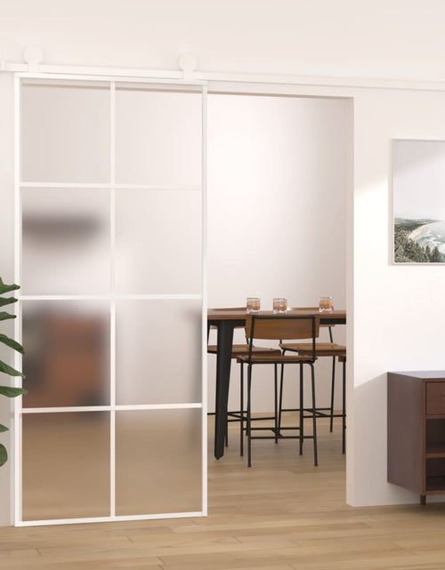 Încărcați imaginea în vizualizatorul Galerie, Ușă glisantă, alb, 90x205 cm, sticlă ESG mată și aluminiu - Lando
