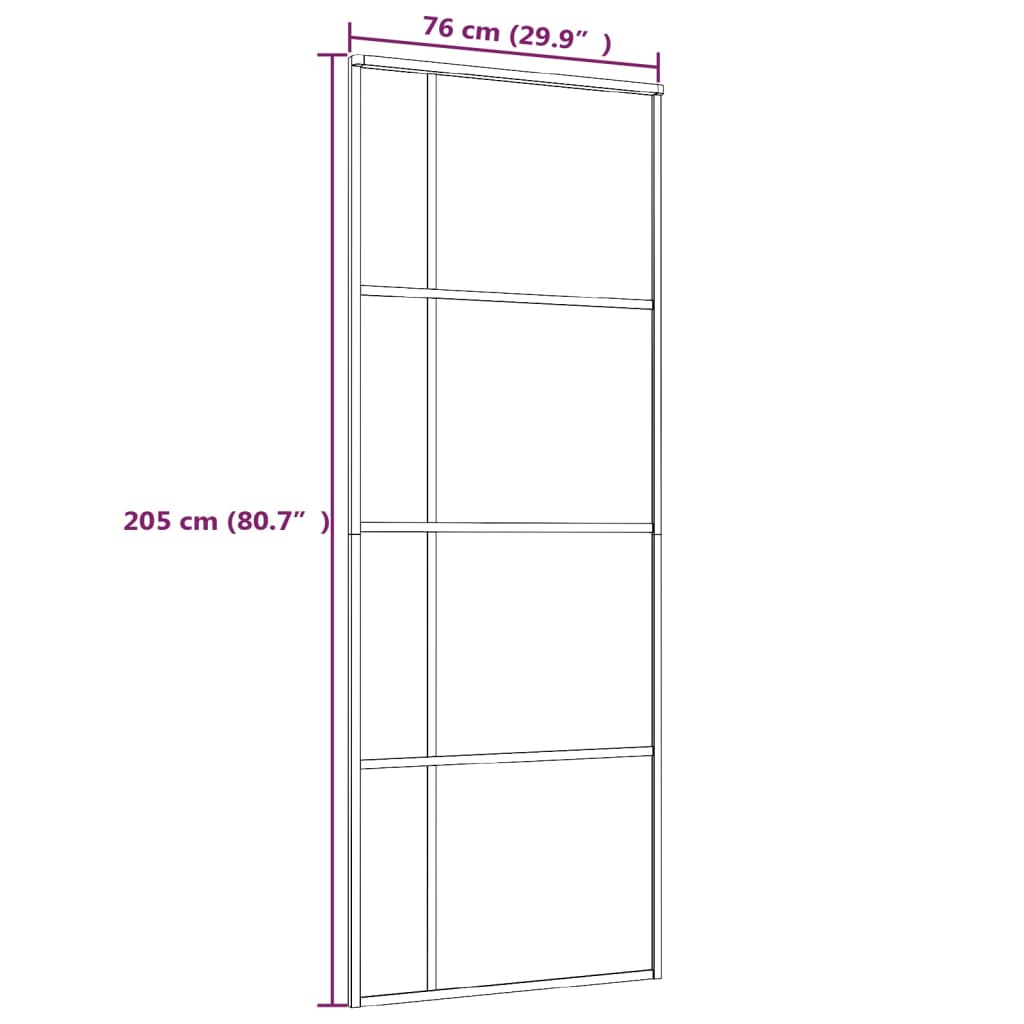 Ușă glisantă, negru, 76x205 cm, sticlă mată ESG și aluminiu Lando - Lando