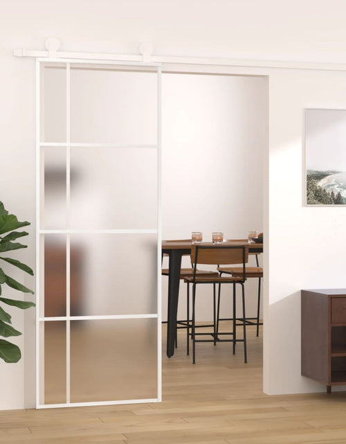 Încărcați imaginea în vizualizatorul Galerie, Ușă glisantă, alb, 76x205 cm, sticlă mată ESG și aluminiu - Lando
