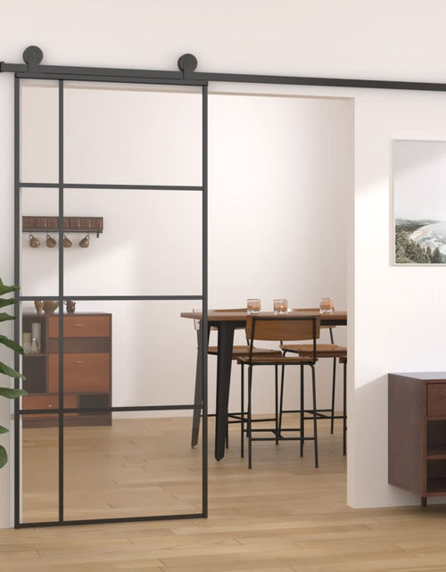 Încărcați imaginea în vizualizatorul Galerie, Ușă glisantă, negru, 90x205 cm, sticlă ESG și aluminiu Lando - Lando
