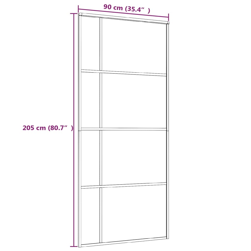 Ușă glisantă, negru, 90x205 cm, sticlă ESG mată și aluminiu Lando - Lando