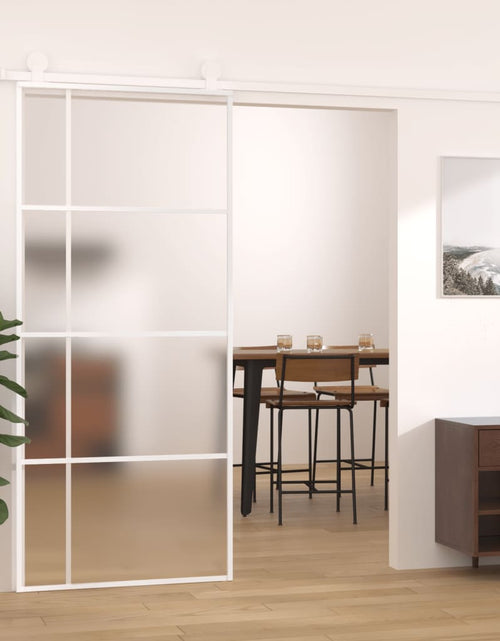 Încărcați imaginea în vizualizatorul Galerie, Ușă glisantă, alb, 90x205 cm, sticlă ESG mată și aluminiu - Lando
