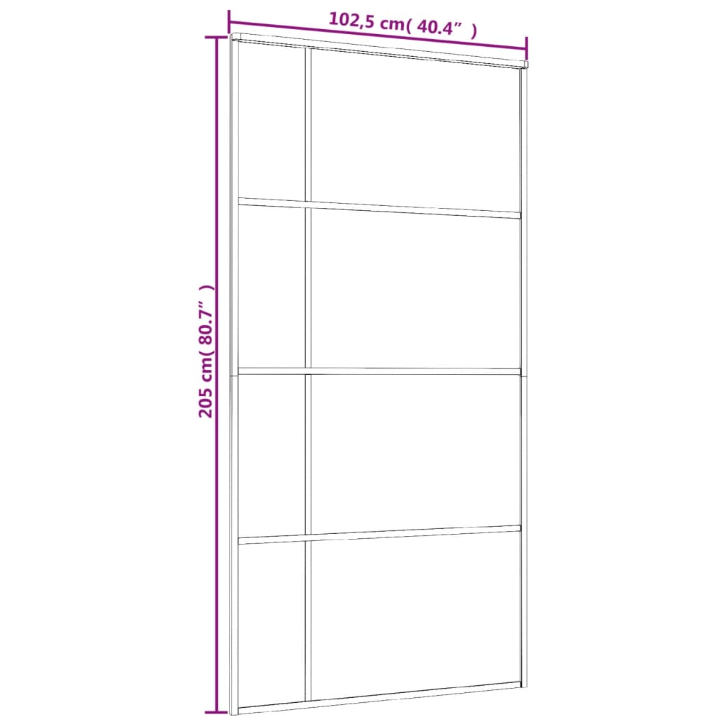 Ușă glisantă, negru, 102,5x205 cm, sticlă ESG și aluminiu - Lando