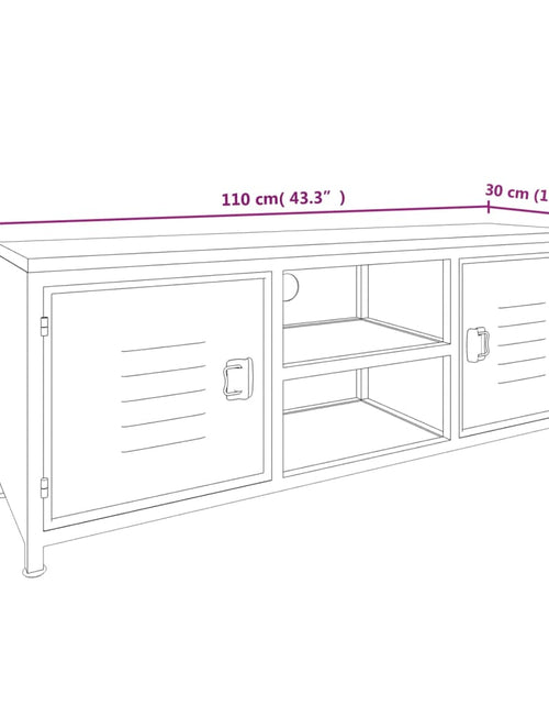Încărcați imaginea în vizualizatorul Galerie, Comodă TV, alb, 110x30x40 cm, fier și lemn masiv de brad Lando - Lando
