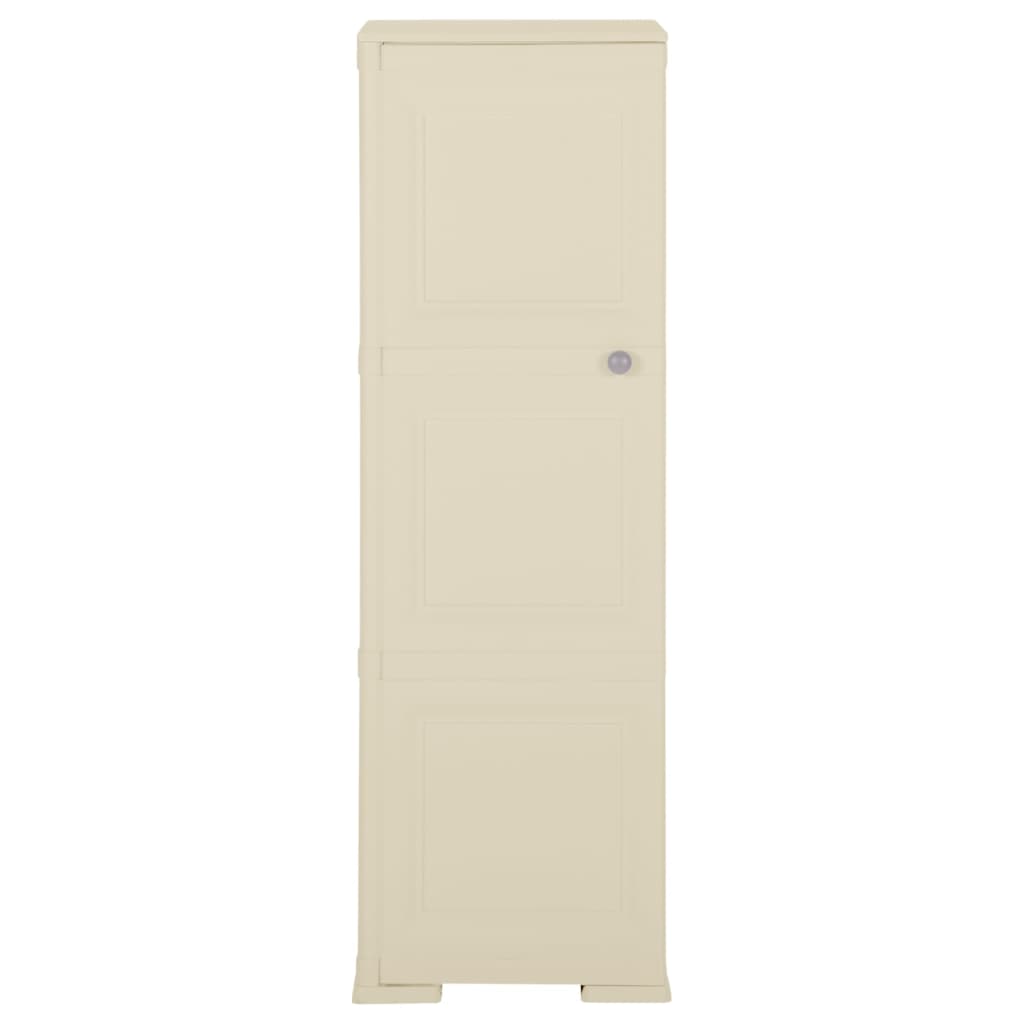 Dulap din plastic, 40x43x125 cm, alb angora, design de lemn - Lando