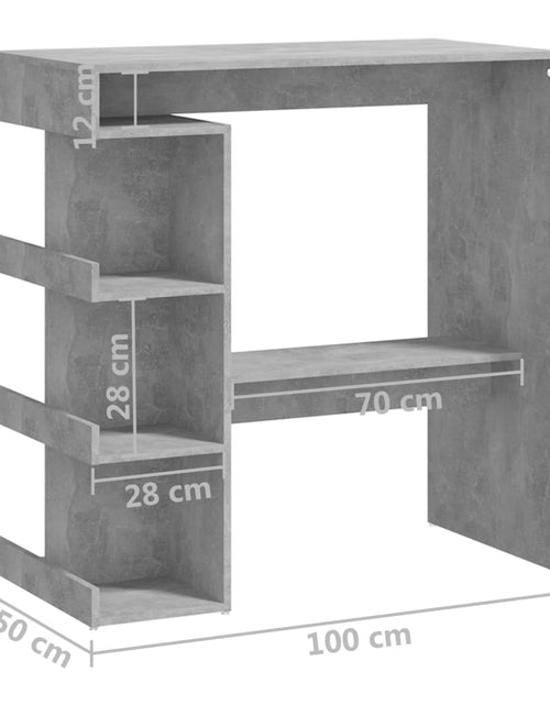 Încărcați imaginea în vizualizatorul Galerie, Masă bar cu raft de depozitare, gri beton, 100x50x101,5 cm, PAL - Lando
