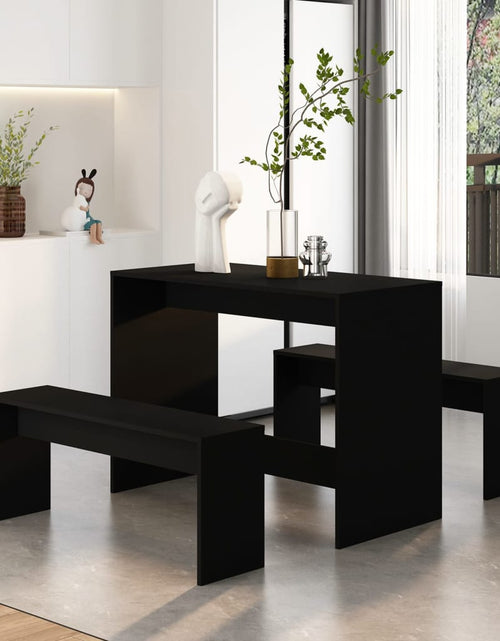 Încărcați imaginea în vizualizatorul Galerie, Set mobilier de bucătărie, 3 piese, negru, PAL

