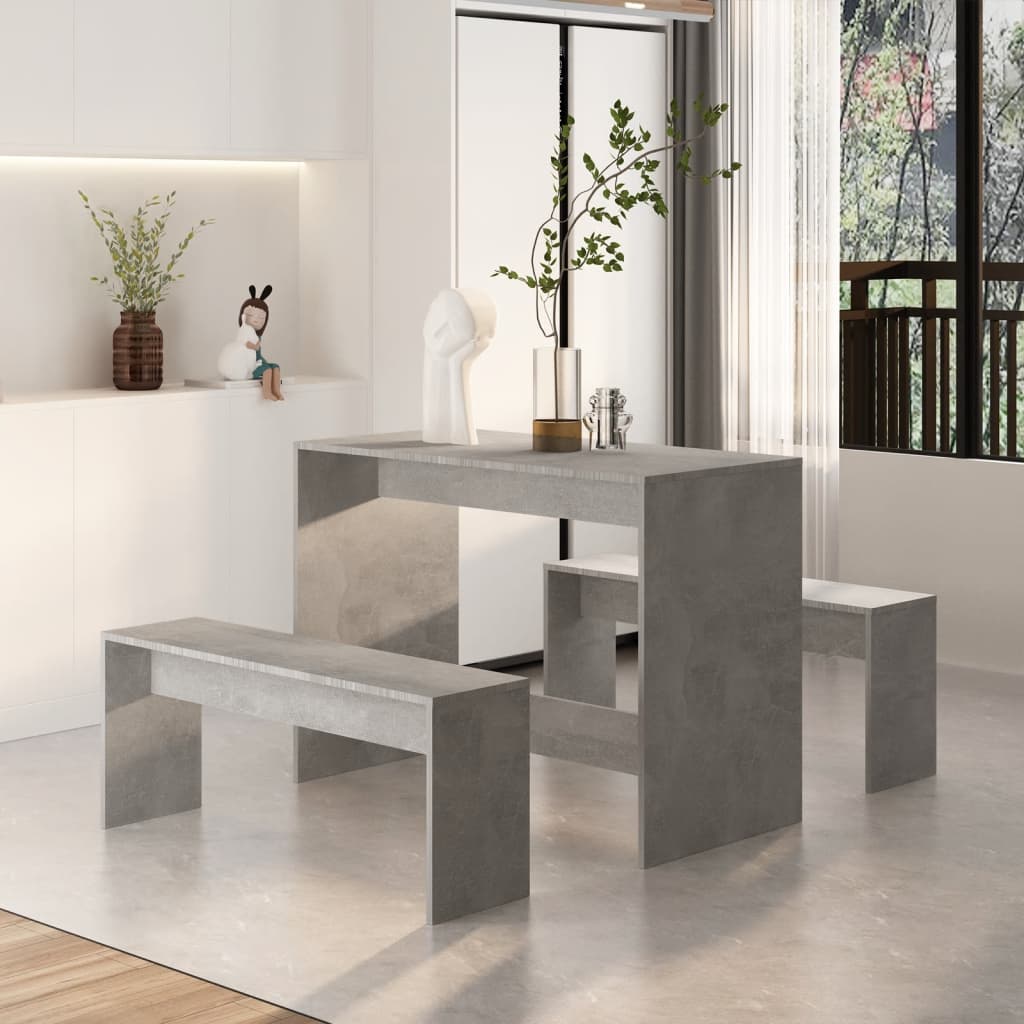 Set mobilier de bucătărie, 3 piese, gri beton, PAL - Lando