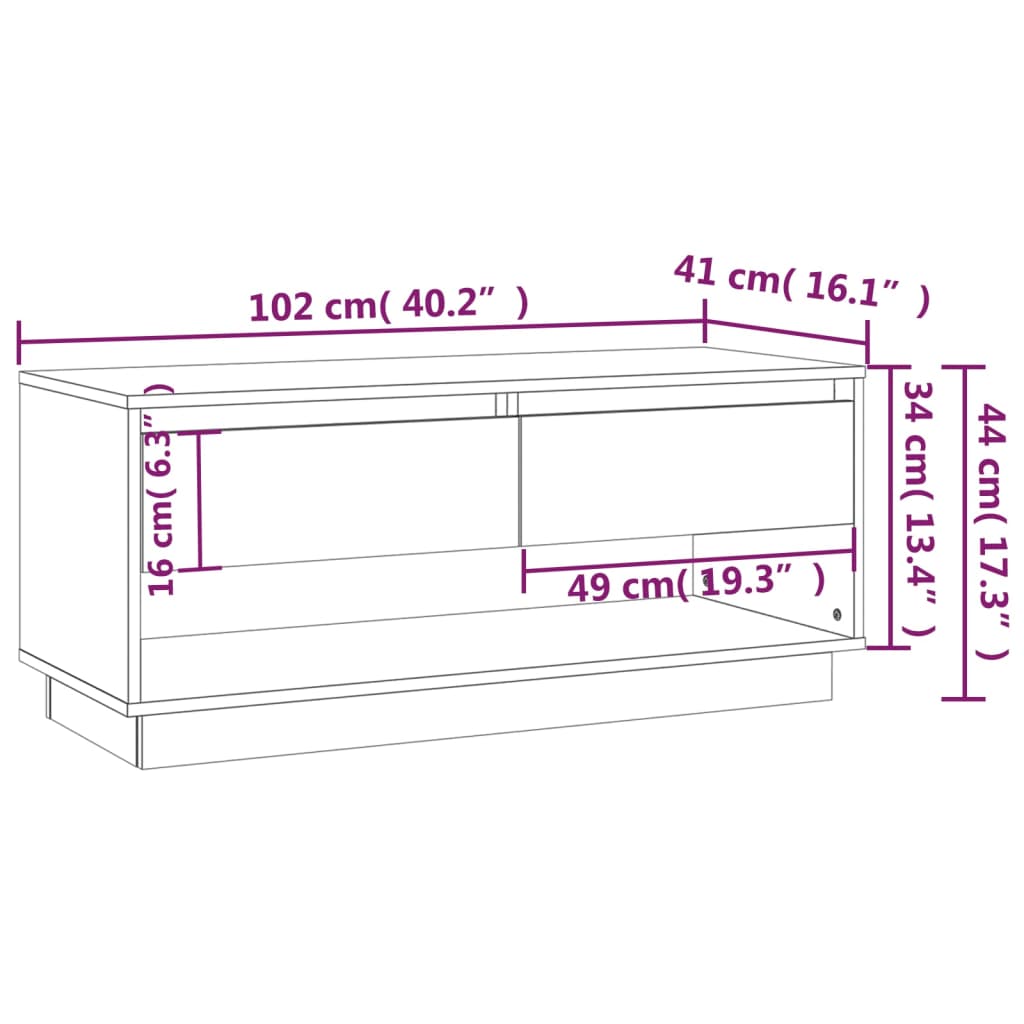 Comodă TV, gri beton, 102x41x44 cm, PAL Lando - Lando