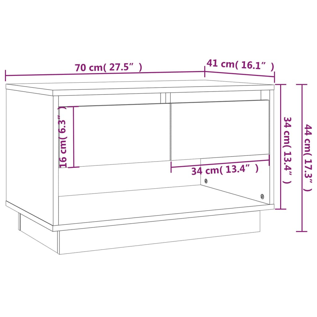 Comodă TV, gri beton, 70x41x44 cm, PAL Lando - Lando