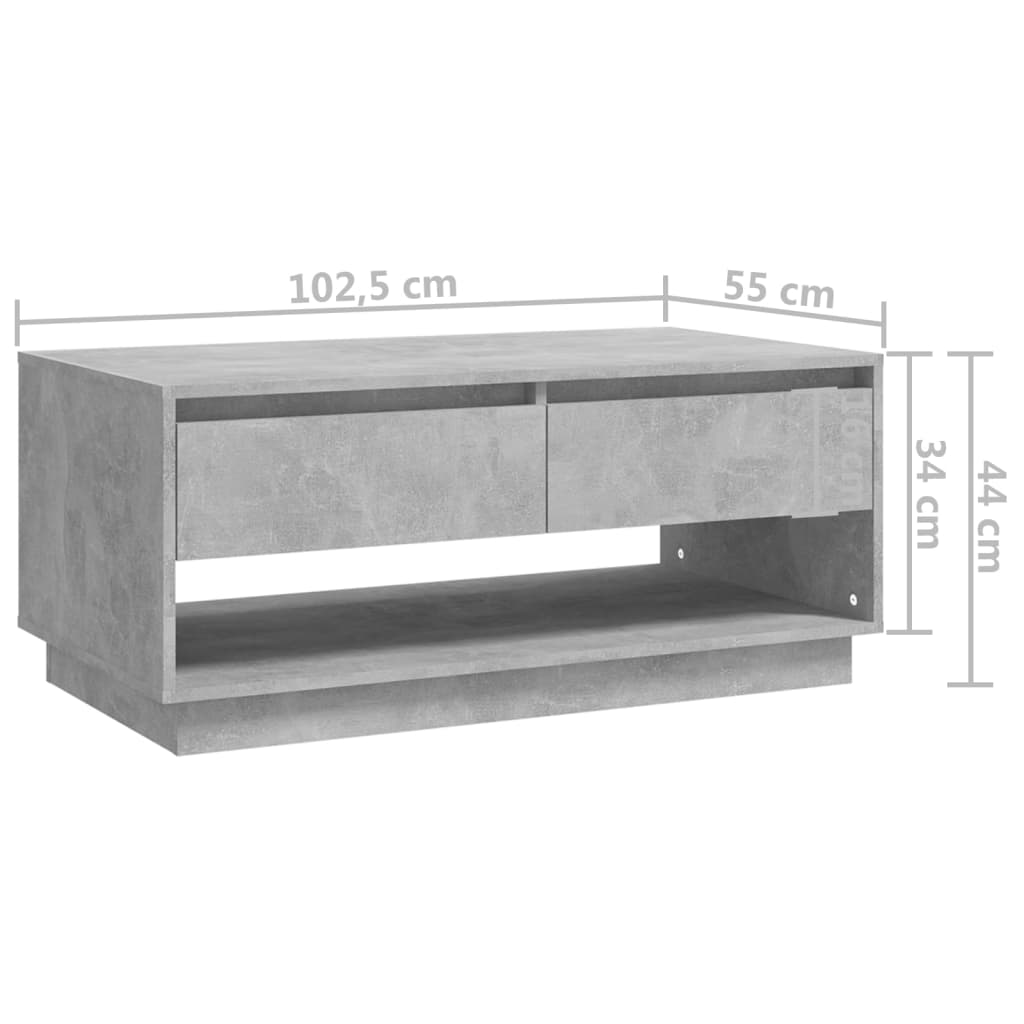 Măsuță de cafea, gri beton, 102,5x55x44 cm, PAL Lando - Lando