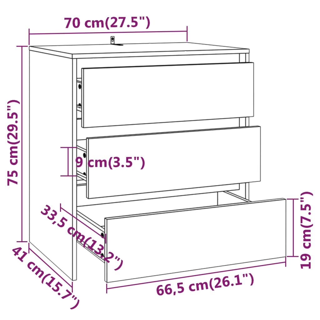 Servantă, gri beton, 70x41x75 cm, lemn prelucrat Lando - Lando