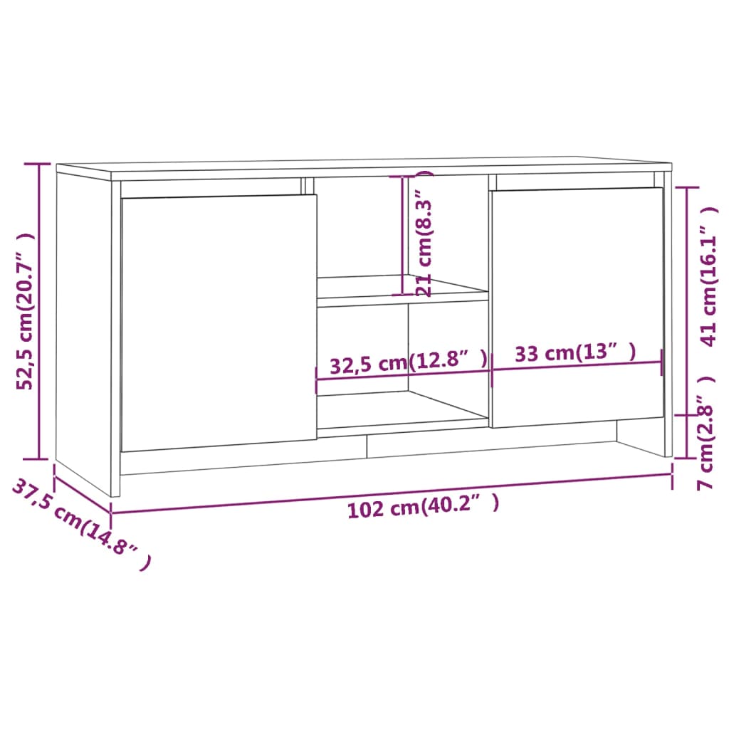 Comodă TV, gri beton, 102x37,5x52,5 cm, PAL Lando - Lando